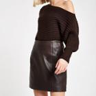 River Island Womens Leather Side Zip Mini Skirt