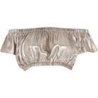 River Island Womens Silver Ruched Bardot Crop Top