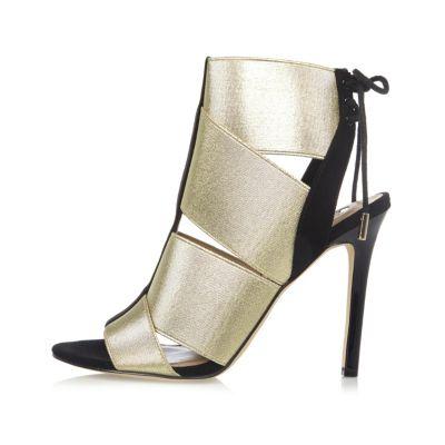 River Island Womens Gold Elastic Strap Shoe Boots