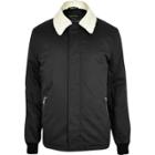 River Island Mensblack Fleece Collar Harrington Jacket