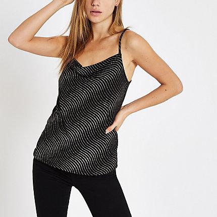 River Island Womens Glitter Cowl Neck Cami Top