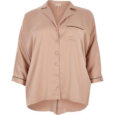 River Island Womens Plus Blush Satin Shirt