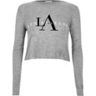 River Island Womens 'los Angeles' Print Long Sleeve Crop Top