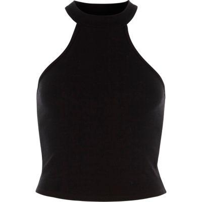 River Island Womens Fitted High Neck Sleeveless Crop Top