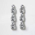 River Island Womens Silver Tone Chunky Diamate Dangle Earrings