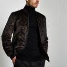 River Island Mens And Gold Paisley Bomber Jacket