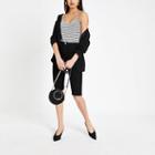 River Island Womens White Stripe V Neck Bodysuit