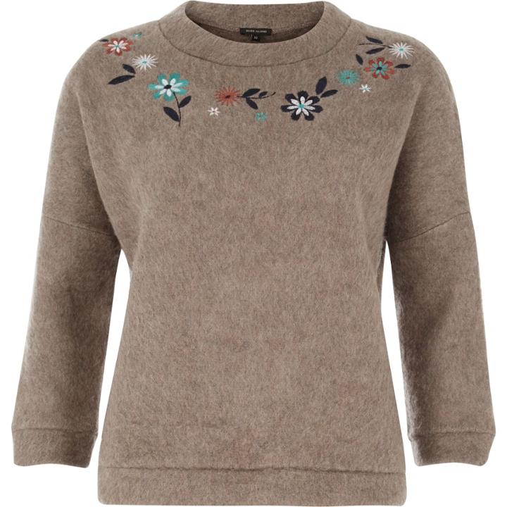 River Island Womens Knitted Embroidered Jumper