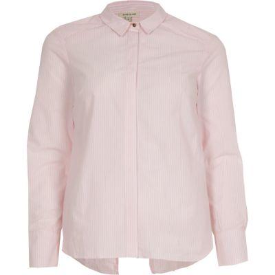 River Island Womens Petite Pinstripe Bow Back Shirt