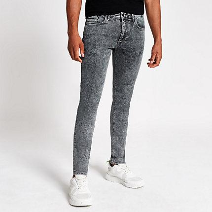 River Island Mens Sid Skinny Acid Wash Jeans