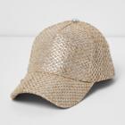 River Island Womens Gold Foil Straw Cap