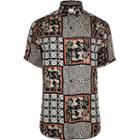 River Island Mens Big And Tall Animal Tile Revere Shirt