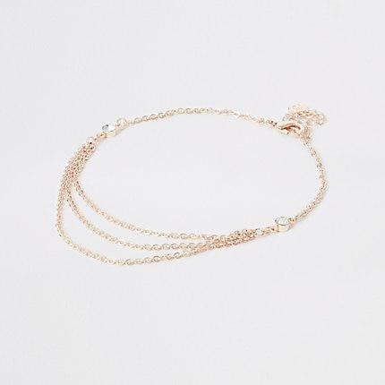River Island Womens Rose Gold Colour Layered Anklet