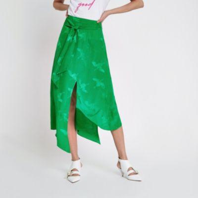 River Island Womens Jacquard Tie Waist Midi Skirt