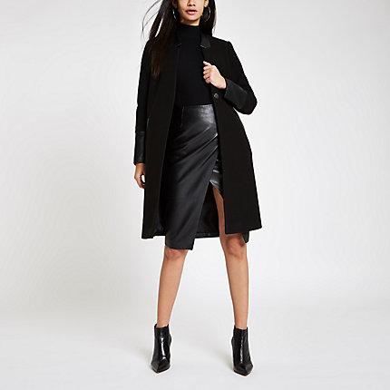 River Island Womens Faux Leather Trim Tailored Oat