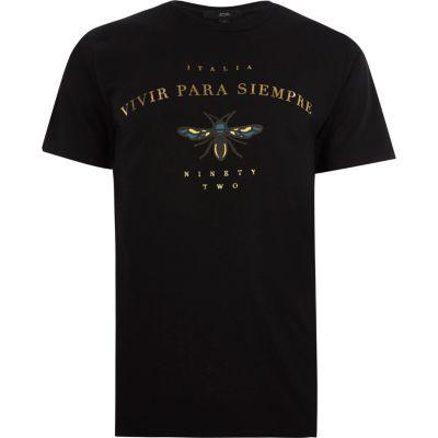 River Island Mens Wasp Print Short Sleeve T-shirt