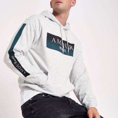 River Island Mens 'amour' Print Hoodie