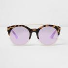River Island Womens Tortoiseshell Pink Mirror Sunglasses