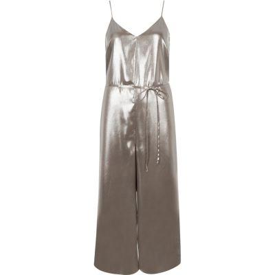River Island Womens Silver Culotte Soft Jumpsuit