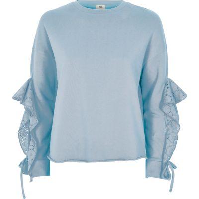 River Island Womens Broderie Sleeve Detail Sweatshirt