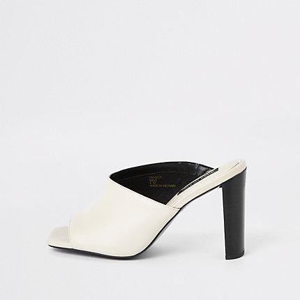 River Island Womens White Leather Asymmetric Mules