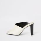 River Island Womens White Leather Asymmetric Mules