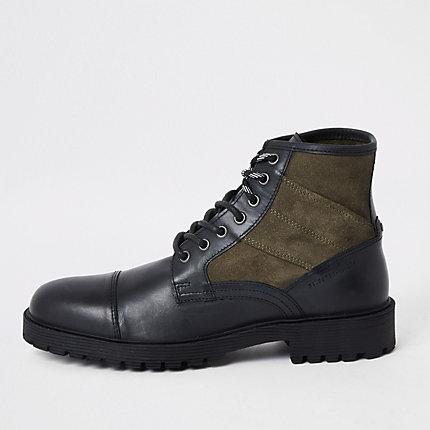 River Island Mens Leather Lace-up Hiking Boots