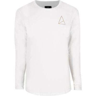 River Island Mens White Golden Equation Long Sleeve T-shirt