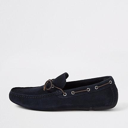 River Island Mens Wide Fit Suede Driver Shoes