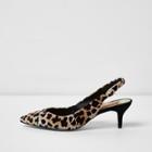 River Island Womens Leopard Slingback Kitten Heel Shoes