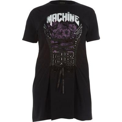 River Island Womens Plus Band Print Corset Oversized T-shirt