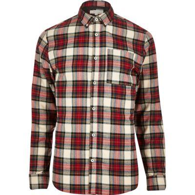 River Island Mens Plaid Check Flannel Shirt