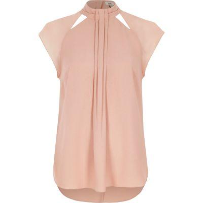 River Island Womens High Neck Pleat Front Top
