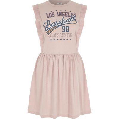 River Island Womens Baseball Print Frill Skater Dress