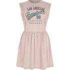 River Island Womens Baseball Print Frill Skater Dress