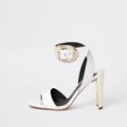 River Island Womens White Croc Block Buckle Sandal