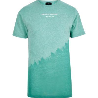River Island Mens Slanted Tie Dye Crew Neck T-shirt