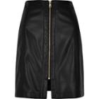 River Island Womens Leather Look Zip Mini Skirt