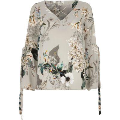 River Island Womens Floral Print Cross Front Top