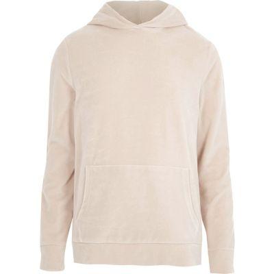 River Island Mens Velour Long Sleeve Hoodie