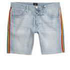 River Island Mens Sid Skinny Fit Rainbow Seam Denim Shorts