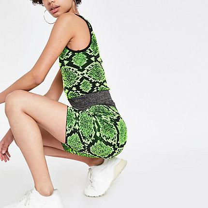 River Island Womens Neon Snake Print Cycling Shorts