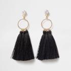 River Island Womens Diamante Circle Tassel Drop Earrings