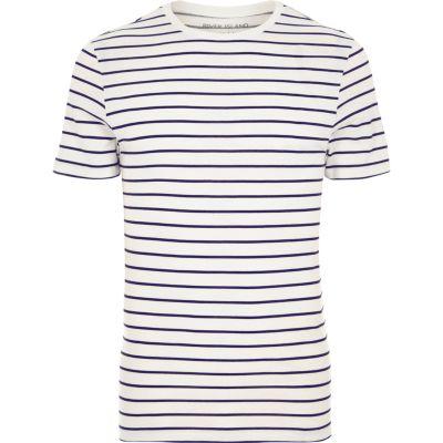 River Island Mens Stripe Crew Neck Muscle Fit T-shirt
