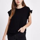 River Island Womens Crew Neck Frill Sleeve T-shirt