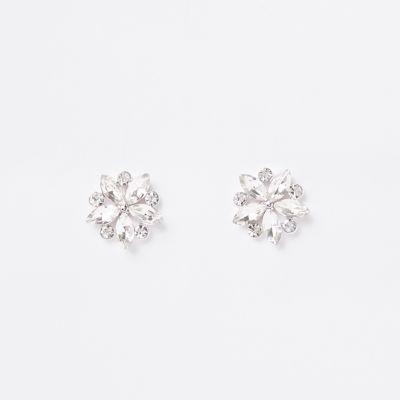 River Island Womens Silver Tone Flower Cluster Stud Earrings