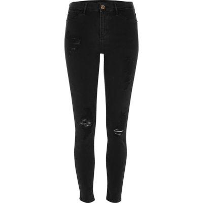 River Island Womens Washed Molly Ripped Jeggings