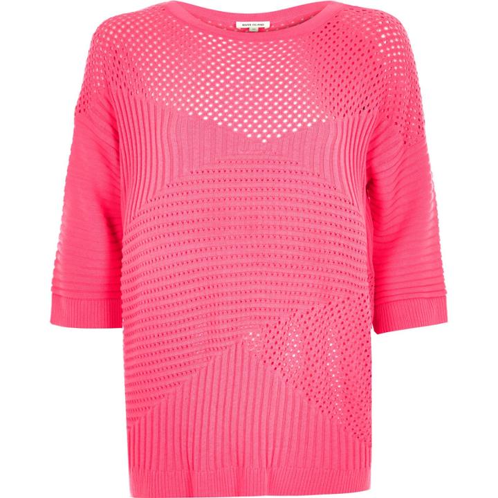 River Island Womens Pointelle Soft Knit Sweater