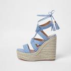 River Island Womens Stripe Tie-up Espadrille Wedges