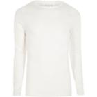 River Island Mens Big And Tall White Ribbed Crew Neck Jumper